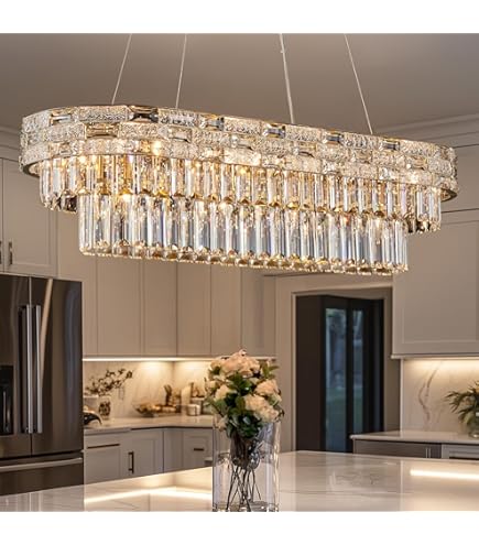 PM✨ 7PM Rectangular Chandelier, Modern Dining Room Light Fixture